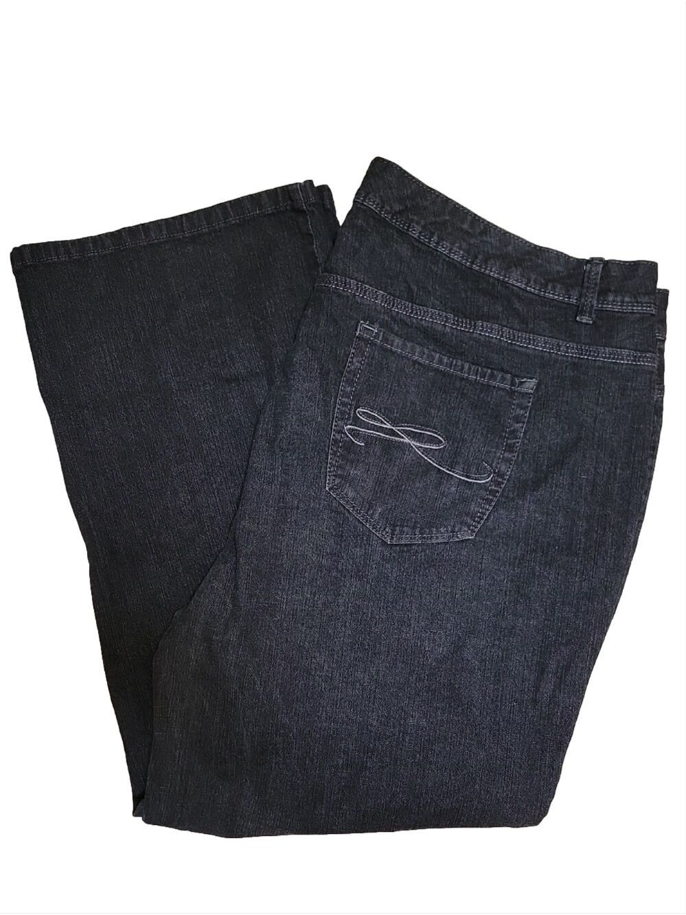 Style & Co. Women’s Black Bootcut Jeans 5 Pocket Size 22W Petite EUC